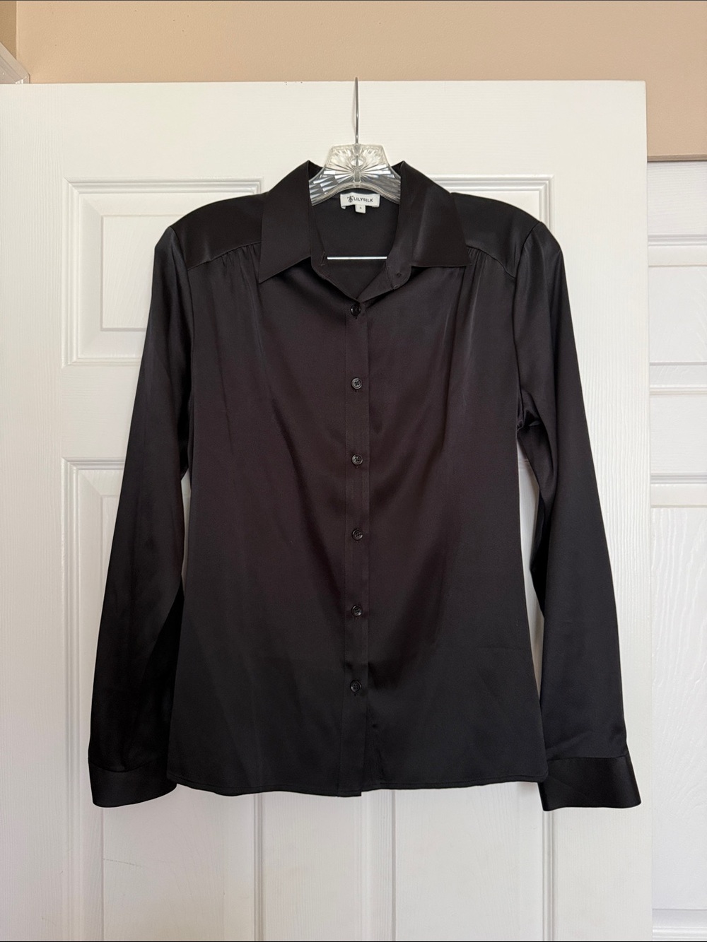 LilySilk Black Silk Shirt S